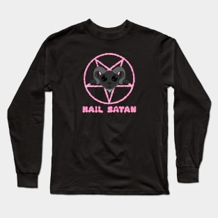 Cute Goat says Hail Satan Long Sleeve T-Shirt